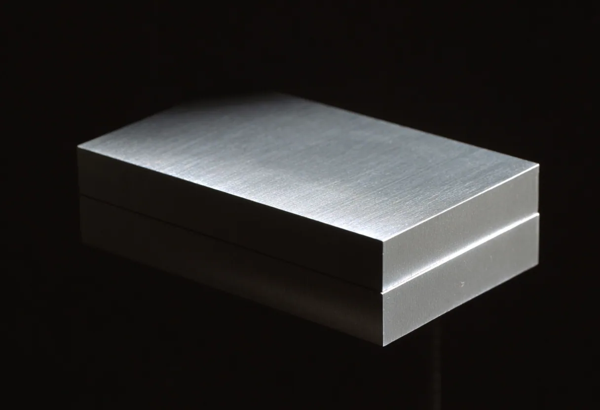 Two identical machined iron blocks mated face to face, the seam between them a single hairline.